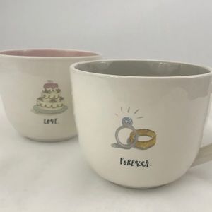 ⚡️Home⚡️Rae Dunn Mugs Set NWOT Love Forever His Hers Marriage Cups Rings Wedding